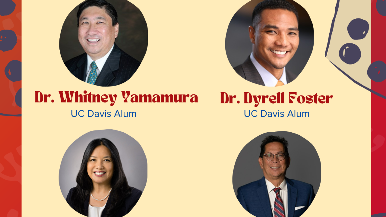 Profile pictures of guest speakers with boba drink drawings on pale yellow background